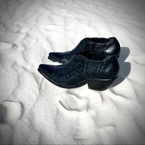 Leather Cowboy Pointed Ankle Booties